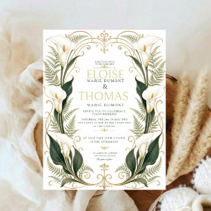 Calla lelie trouw botanische elegante bloemige wit kaart