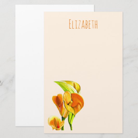 Calla lelie waterverf bloemkunst briefpapier (Voorkant / Achterkant)