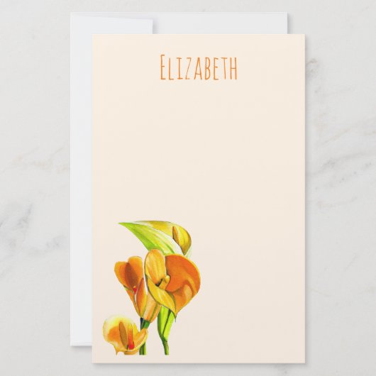Calla lelie waterverf bloemkunst briefpapier (Voorkant)