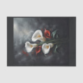 Calla lelies bloemen compositie #2 op zwart tissuepapier (Voorkant)