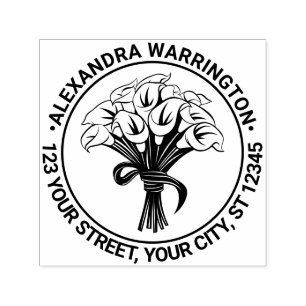 Calla lelies boeket boog lint naam RET adres Zelfinktende Stempel