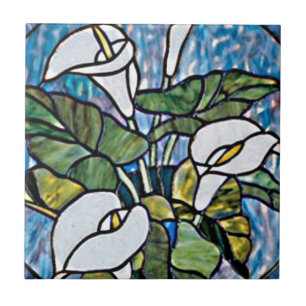 Calla-lelies glas-in-lood uitzicht tegeltje
