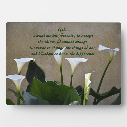 Calla lelies Inspirerend sereniteitsgebed Fotoplaat (voorkant)