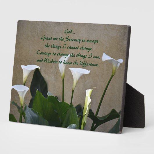 Calla lelies Inspirerend sereniteitsgebed Fotoplaat (Zijkant)