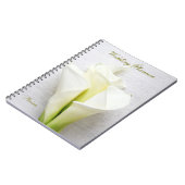 Calla lelies op bloemige getextureerde script brui notitieboek (Linkerzijde)