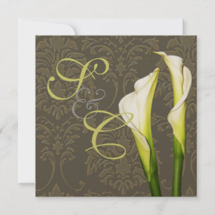 CAlla-lelies op damast, trouwkaarten Kaart