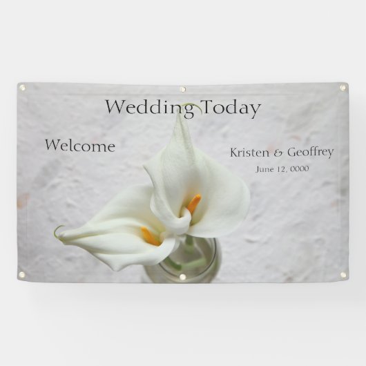Calla lelies op getextureerde achtergrond bruiloft spandoek (Horizontaal)