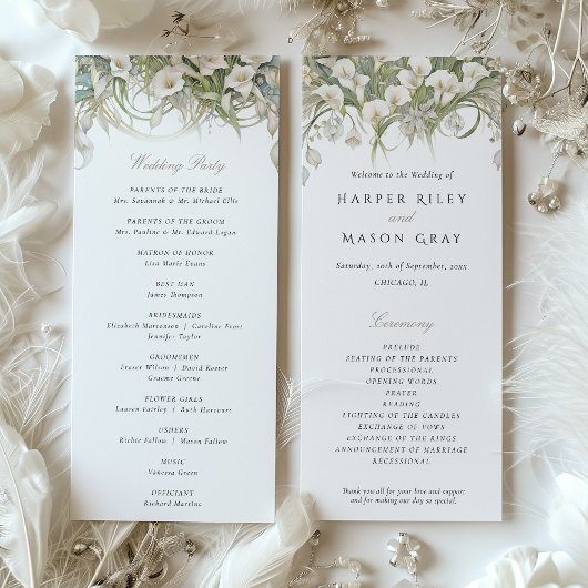 Calla Lelies Trouwprogramma Pastel Kleuren Kaart