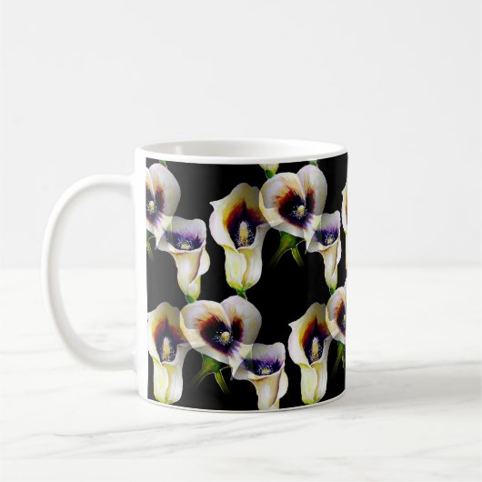 Calla Lelies Waterverf Mok – Elegante Bloemenkunst (Links)