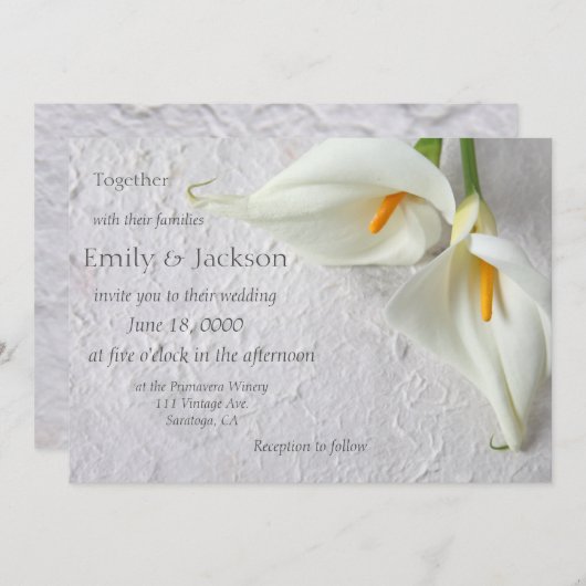 Calla-leugens met ruimte voor uitnodiging voor tek (Voorkant / Achterkant)