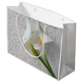 Calla leugens op bruiloft met witte texturen groot cadeauzakje (Achterkant Gekanteld)