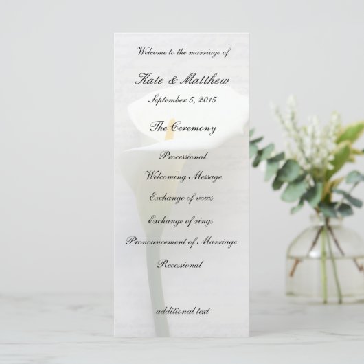 Calla lib op oud handschrift programmakaart (Staand voorkant)