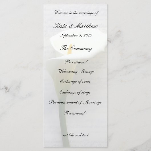 Calla lib op oud handschrift programmakaart (Voorkant)