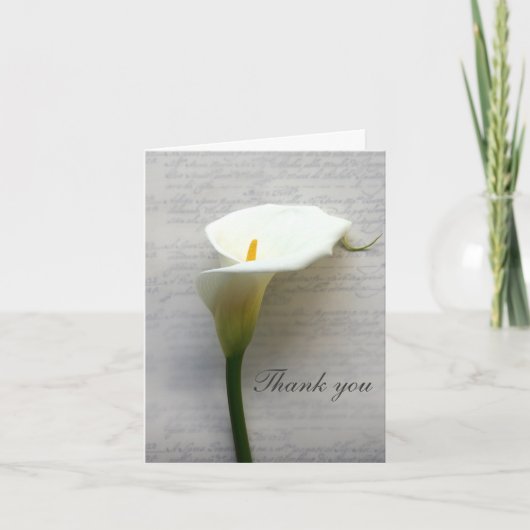 Calla lichter op oude handschrift bedankkaart (Voorkant)