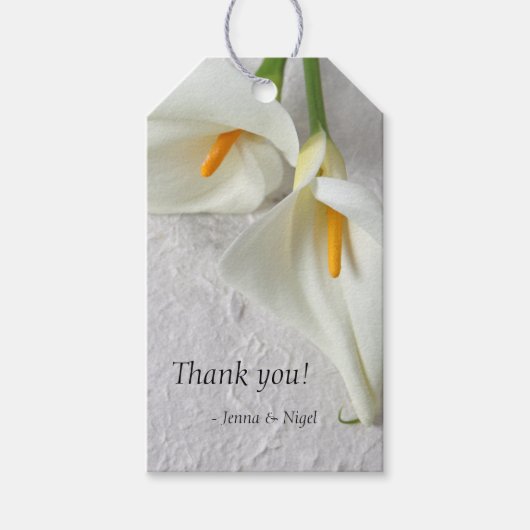 Calla-lijsten met ruimte voor tekst cadeaulabel (Voorkant)