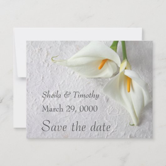 Calla-lijsten met ruimte voor tekst save the date (Voorkant)