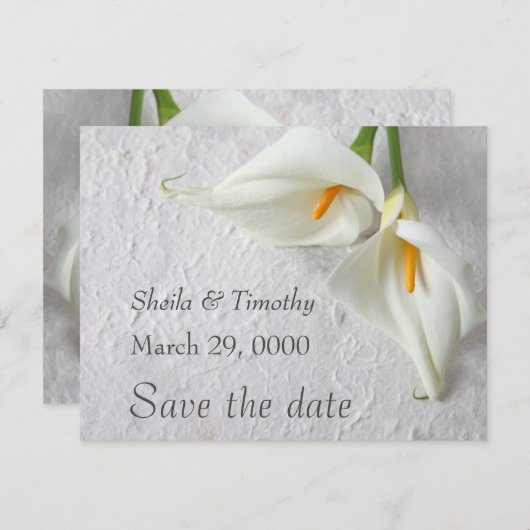 Calla-lijsten met ruimte voor tekst save the date (Voorkant / Achterkant)