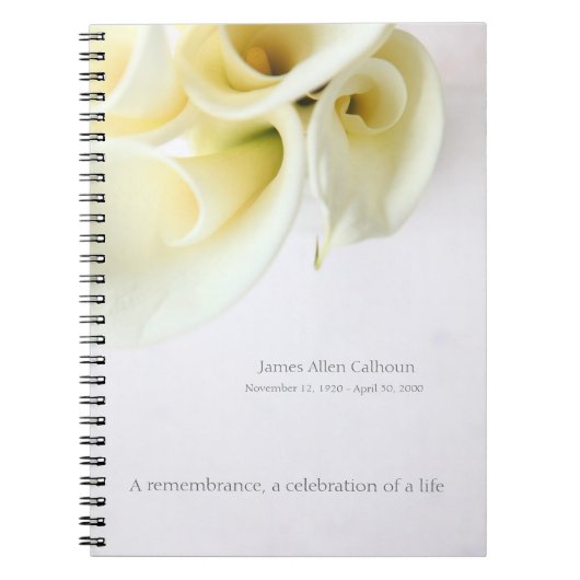 Calla-lijsten met tekstruimte notitieboek (Voorkant)