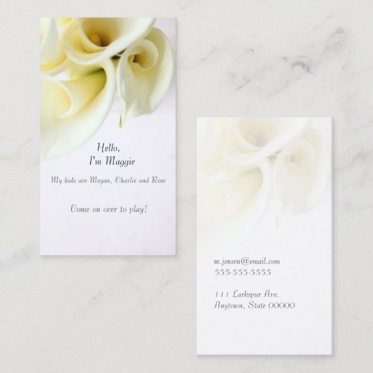 Calla-lijsten met tekstruimte visitekaartje (Voorkant / Achterkant)