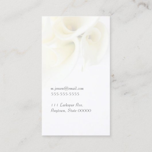 Calla-lijsten met tekstruimte visitekaartje (Achterkant)