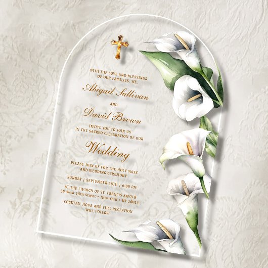 Calla Lilies Arch Religious Wedding Acryl Uitnodigingen