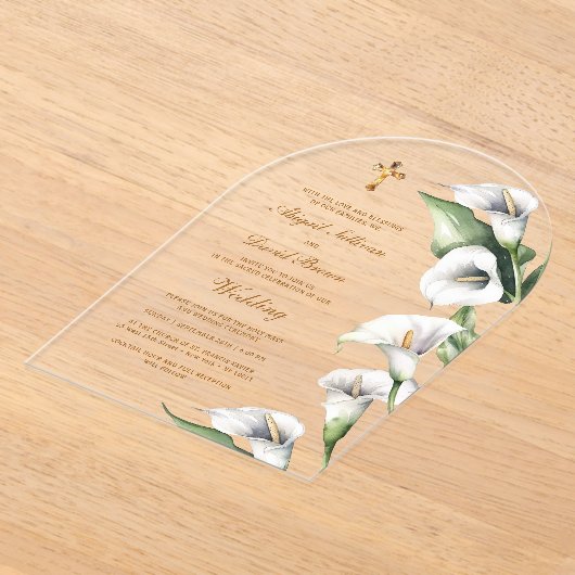 Calla Lilies Arch Religious Wedding Acryl Uitnodigingen (Laagn)