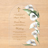 Calla Lilies Arch Religious Wedding Acryl Uitnodigingen (Voorkant)
