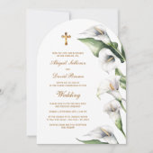 Calla Lilies Arch Religious Wedding Kaart (Voorkant)