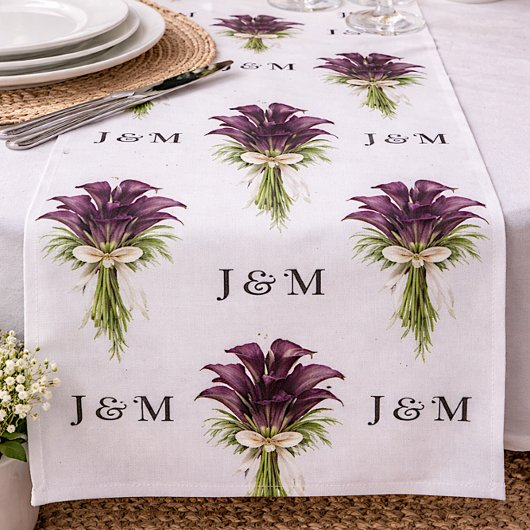 Calla Lilies Bloemstuk Bruiloftstof met Monogram Stof