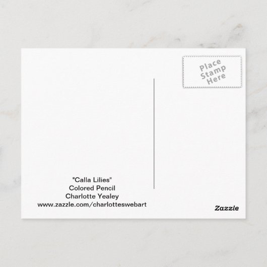 Calla Lilies Briefkaart (Achterkant)