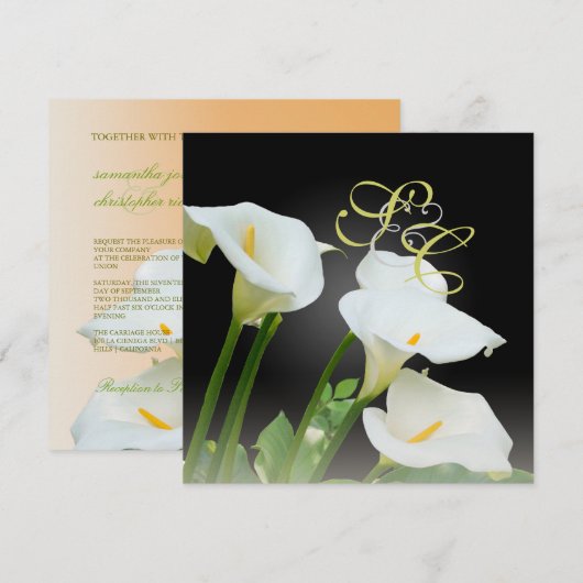 Calla lilies, bruiloft kaart (Voorkant / Achterkant)