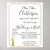 Calla Lilies Clothespin vrijgezellenfeest game sig Poster (Voorkant)
