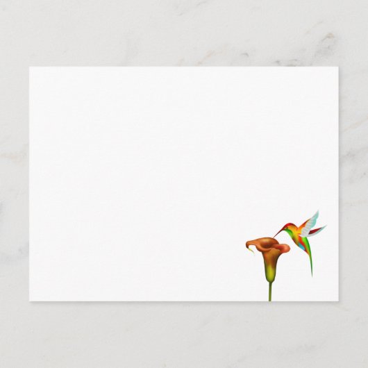  Calla Lilies en Hummingbird Briefkaart (Achterkant)