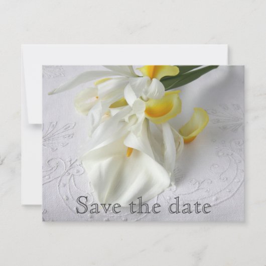 Calla lilies en iris save the date (Voorkant)