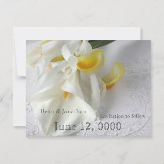 Calla lilies en iris save the date (Achterkant)