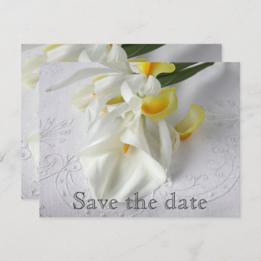 Calla lilies en iris save the date (Voorkant / Achterkant)