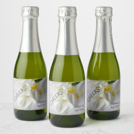 Calla lilies en iris sparkling wijnetiket