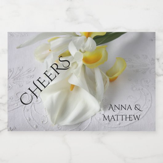 Calla lilies en iris sparkling wijnetiket (Enkel label)