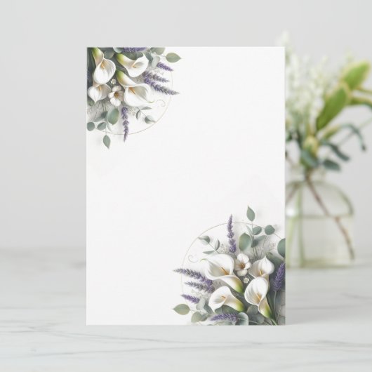 Calla Lilies en Lavendel Kaart (Staand voorkant)