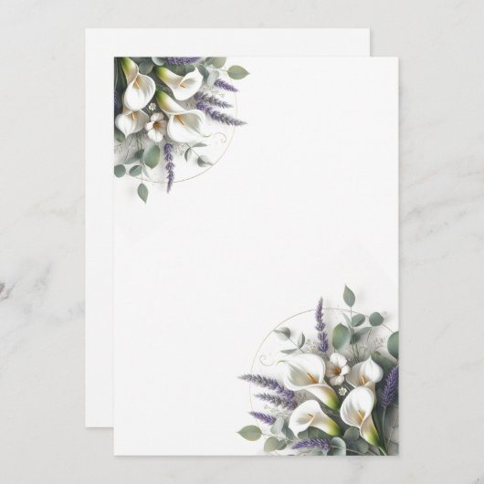 Calla Lilies en Lavendel Kaart (Voorkant / Achterkant)