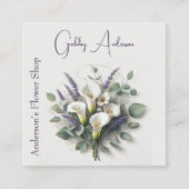 Calla Lilies en Lavendel Vierkante Visitekaartje (Voorkant)