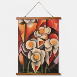 Calla Lilies Geometrische kunst Abstract in bruine Hangend Wandkleed