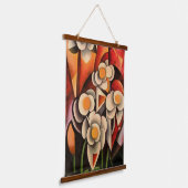 Calla Lilies Geometrische kunst Abstract in bruine Hangend Wandkleed (Gebogen)