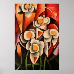 Calla Lilies Geometrische kunst Abstract in bruine Poster