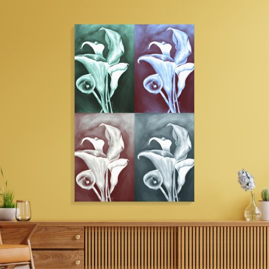 Calla Lilies in het Bohemiaanse Patroon Canvas Afdruk (Insitu (Woonkamer))