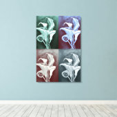 Calla Lilies in het Bohemiaanse Patroon Canvas Afdruk (Insitu (Houten vloer))