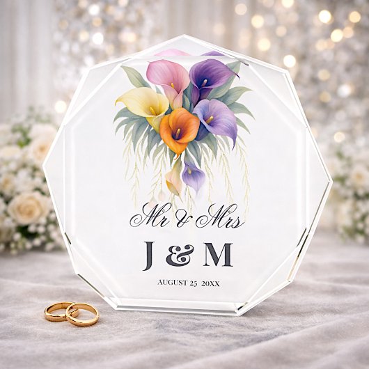 Calla Lilies Keepsake Newlyweds Gift Bride Groom  Fotoblokken