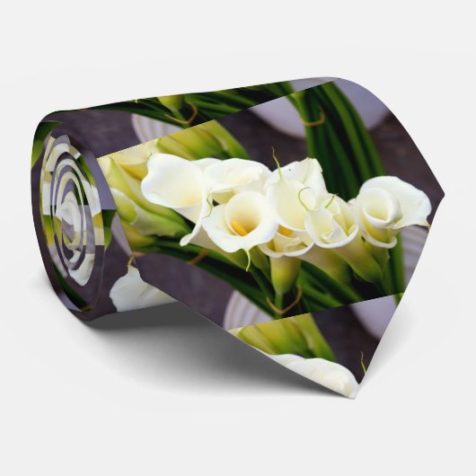 calla lilies necktie stropdas (Opgerold)