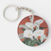 Calla Lilies op een rode achtergrond Sleutelhanger (Voorkant)