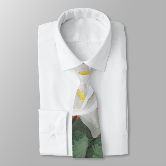 Calla Lilies op een rode achtergrond Stropdas (Gebonden)